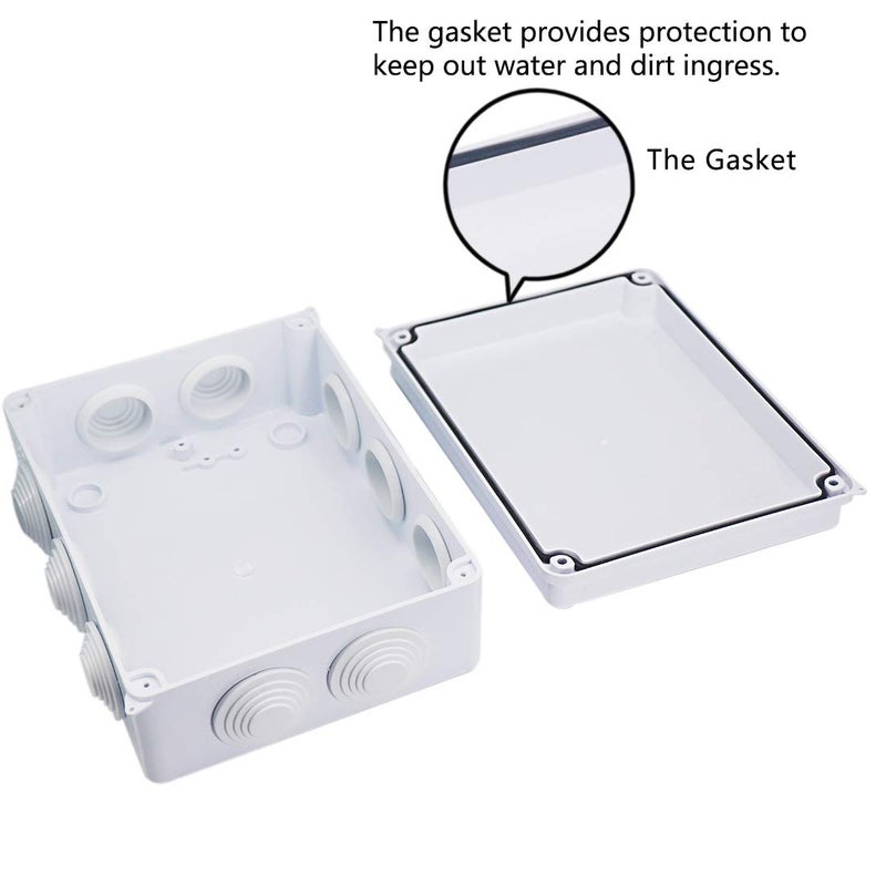 Zulkit Junction Box ABS Plastic Dustproof Waterproof IP65 Universal Electrical Boxes Project Enclosure White 7.9 x 6.1 x 3.1 inch (200 x155 x 80mm) - Image 5
